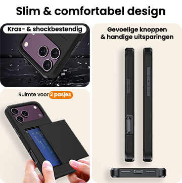 Nomfy Nomfy iPhone 18 Pro Hoesje Pashouder Hard - Zwart