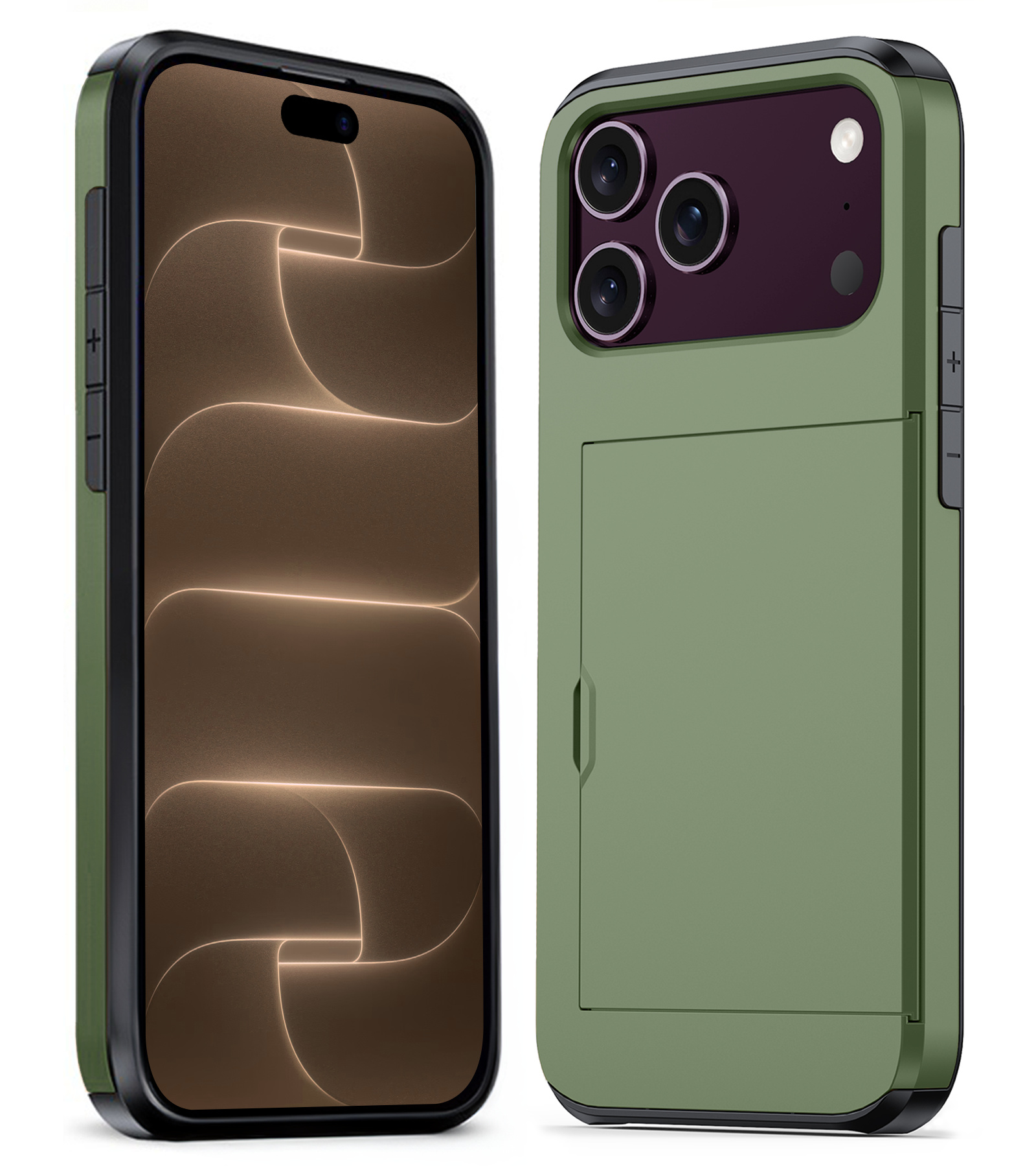 Nomfy Nomfy iPhone 18 Pro Max Hoesje Pashouder Hard - Donker Groen