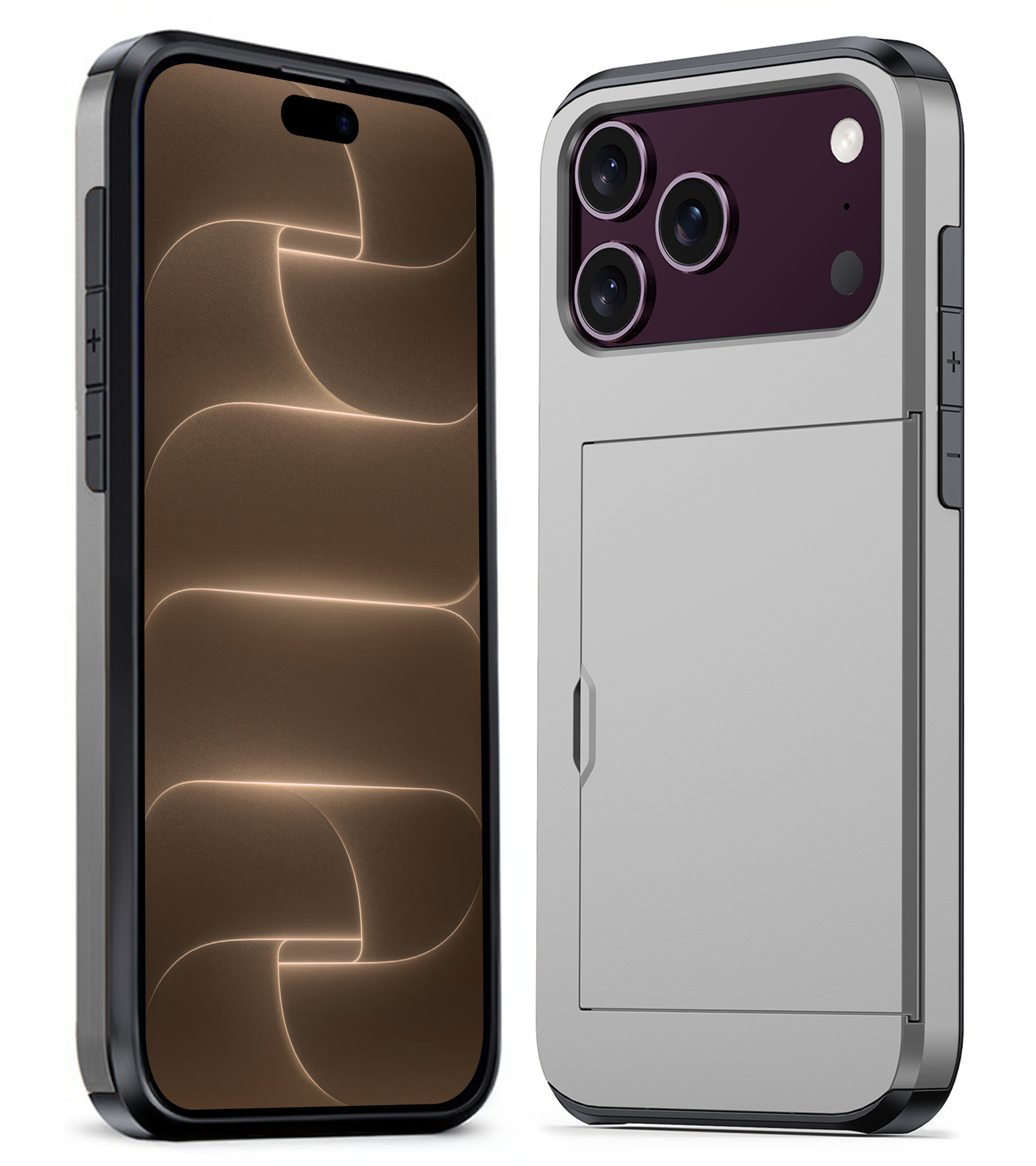 Nomfy Nomfy iPhone 18 Pro Max Hoesje Pashouder Hard - Grijs