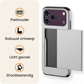 Nomfy Nomfy iPhone 18 Pro Max Hoesje Pashouder Hard - Grijs