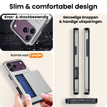 Nomfy Nomfy iPhone 18 Pro Max Hoesje Pashouder Hard - Grijs