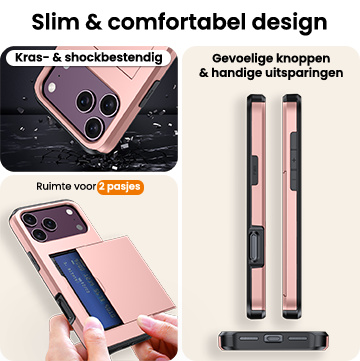 Nomfy Nomfy iPhone 18 Pro Max Hoesje Pashouder Hard - Rose Goud