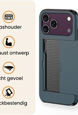 Nomfy Nomfy iPhone 18 Pro Max Hoesje Pashouder Hard Met Screenprotector - Donker Blauw