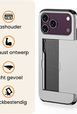 Nomfy Nomfy iPhone 18 Pro Max Hoesje Pashouder Hard Met Screenprotector - Grijs