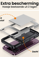 Nomfy Nomfy iPhone 18 Pro Max Hoesje Pashouder Hard Met Screenprotector - Grijs