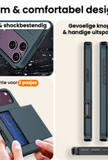 Nomfy Nomfy iPhone 18 Pro Max Hoesje Pashouder Hard Met 2x Screenprotector - Donker Blauw