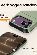 Nomfy Nomfy iPhone 18 Pro Max Hoesje Pashouder Hard Met 2x Screenprotector - Donker Groen