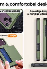 Nomfy Nomfy iPhone 18 Pro Max Hoesje Pashouder Hard Met 2x Screenprotector - Donker Groen