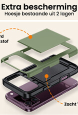 Nomfy Nomfy iPhone 18 Pro Max Hoesje Pashouder Hard Met 2x Screenprotector - Donker Groen