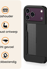 Nomfy Nomfy iPhone 18 Pro Max Hoesje Pashouder Hard Met 2x Screenprotector - Zwart