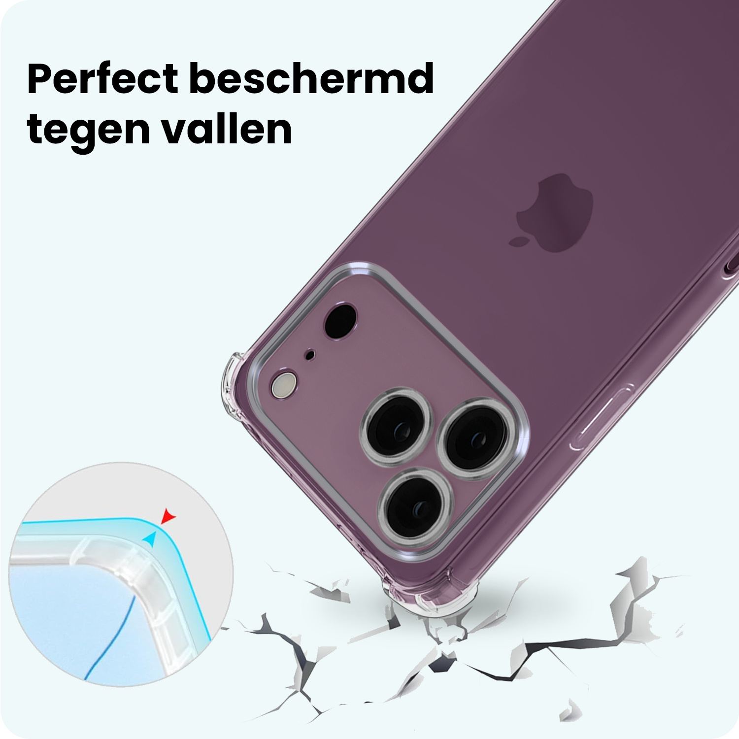 Forterra Forterra iPhone 18 Pro Hoesje Shockproof Met Screenprotector Met Dichte Notch