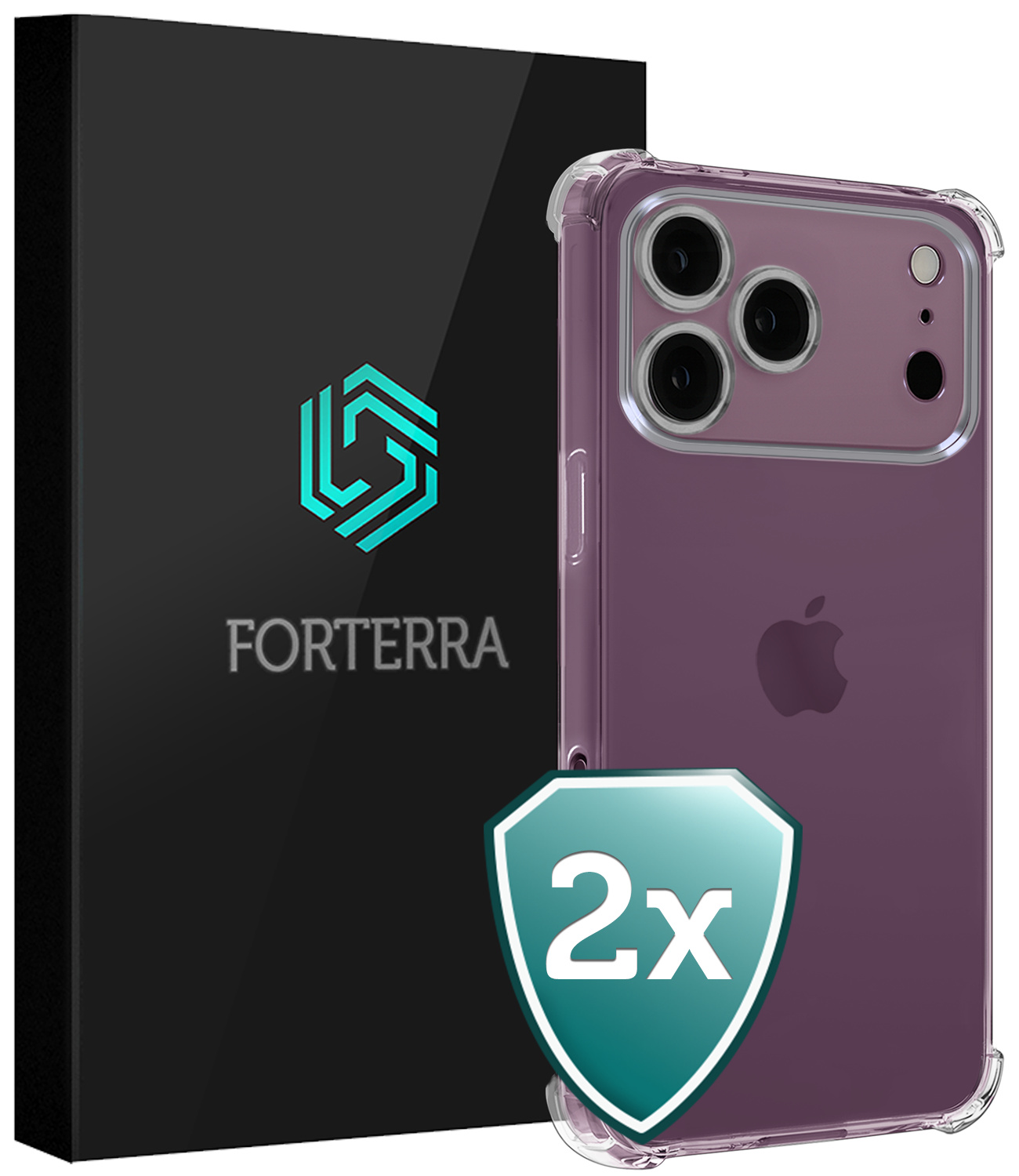 Forterra Forterra iPhone 18 Pro Max Hoesje Shockproof - Transparant - 2 PACK