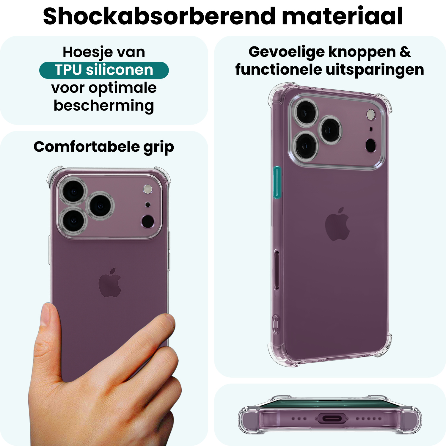 Forterra Forterra iPhone 18 Pro Max Hoesje Shockproof Met Screenprotector Met Dichte Notch
