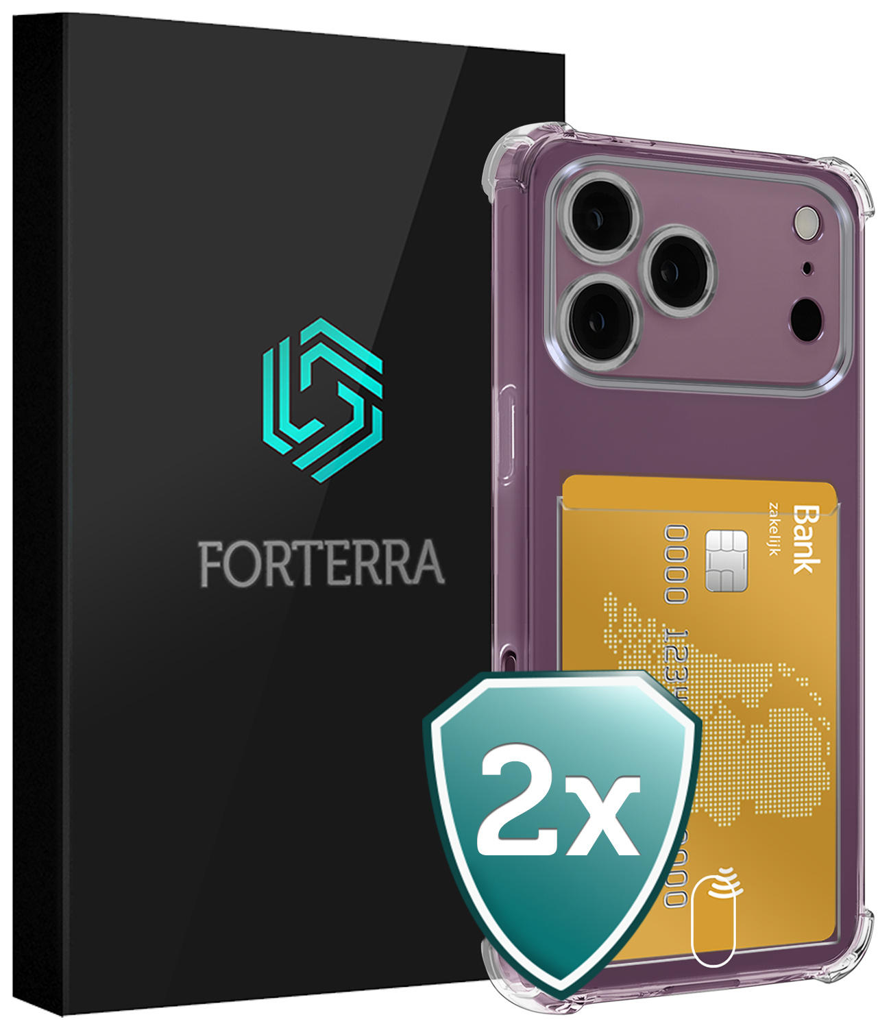 Forterra Forterra iPhone 18 Pro Hoesje Pashouder - 2 PACK