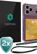 Forterra Forterra iPhone 18 Pro Hoesje Pashouder met Koord - 2 PACK