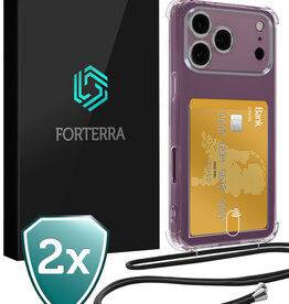 Forterra Forterra iPhone 18 Pro Hoesje Pashouder met Koord - 2 PACK