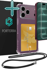 Forterra Forterra iPhone 18 Pro Hoesje Pashouder met Koord Met Screenprotector