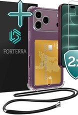 Forterra Forterra iPhone 18 Pro Hoesje Pashouder met Koord Met 2x Screenprotector