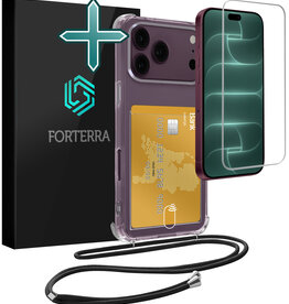 Forterra Forterra iPhone 18 Pro Max Hoesje Pashouder met Koord Met Screenprotector