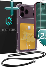 Forterra Forterra iPhone 18 Pro Max Hoesje Pashouder met Koord Met 2x Screenprotector