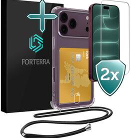 Forterra Forterra iPhone 18 Pro Max Hoesje Pashouder met Koord Met 2x Screenprotector