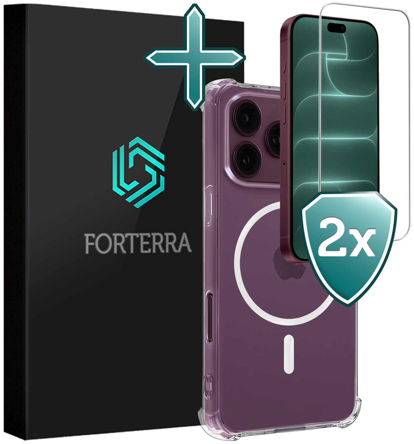 Forterra Forterra iPhone 18 Pro Magsafe Hoesje Transparant Met 2x Screenprotector
