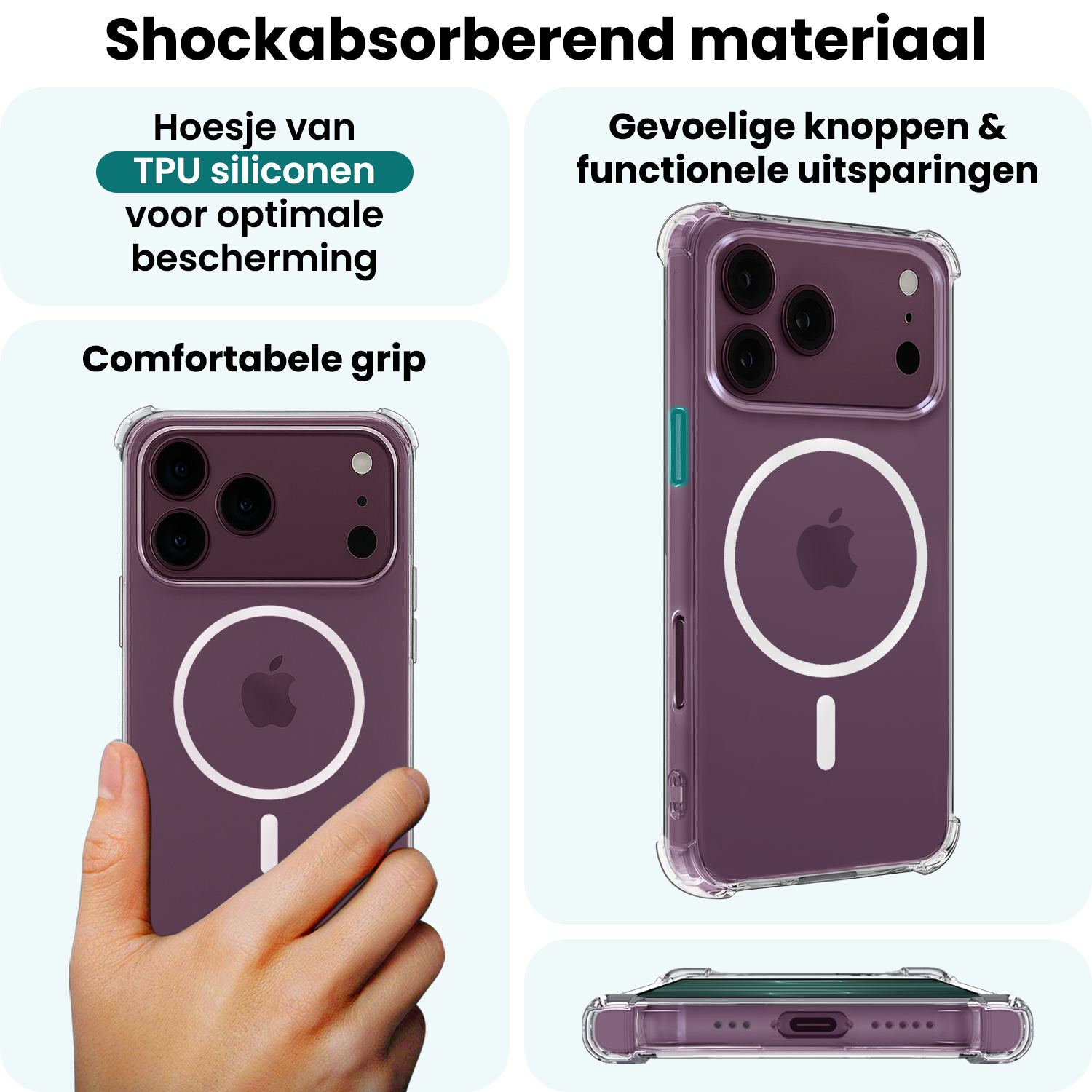 Forterra Forterra iPhone 18 Pro Magsafe Hoesje Transparant Met 2x Screenprotector
