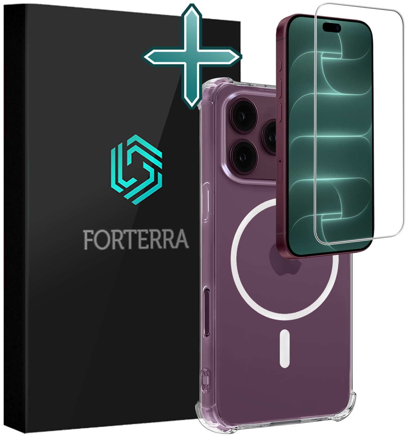 Forterra Forterra iPhone 18 Pro Max Magsafe Hoesje Transparant Met Screenprotector