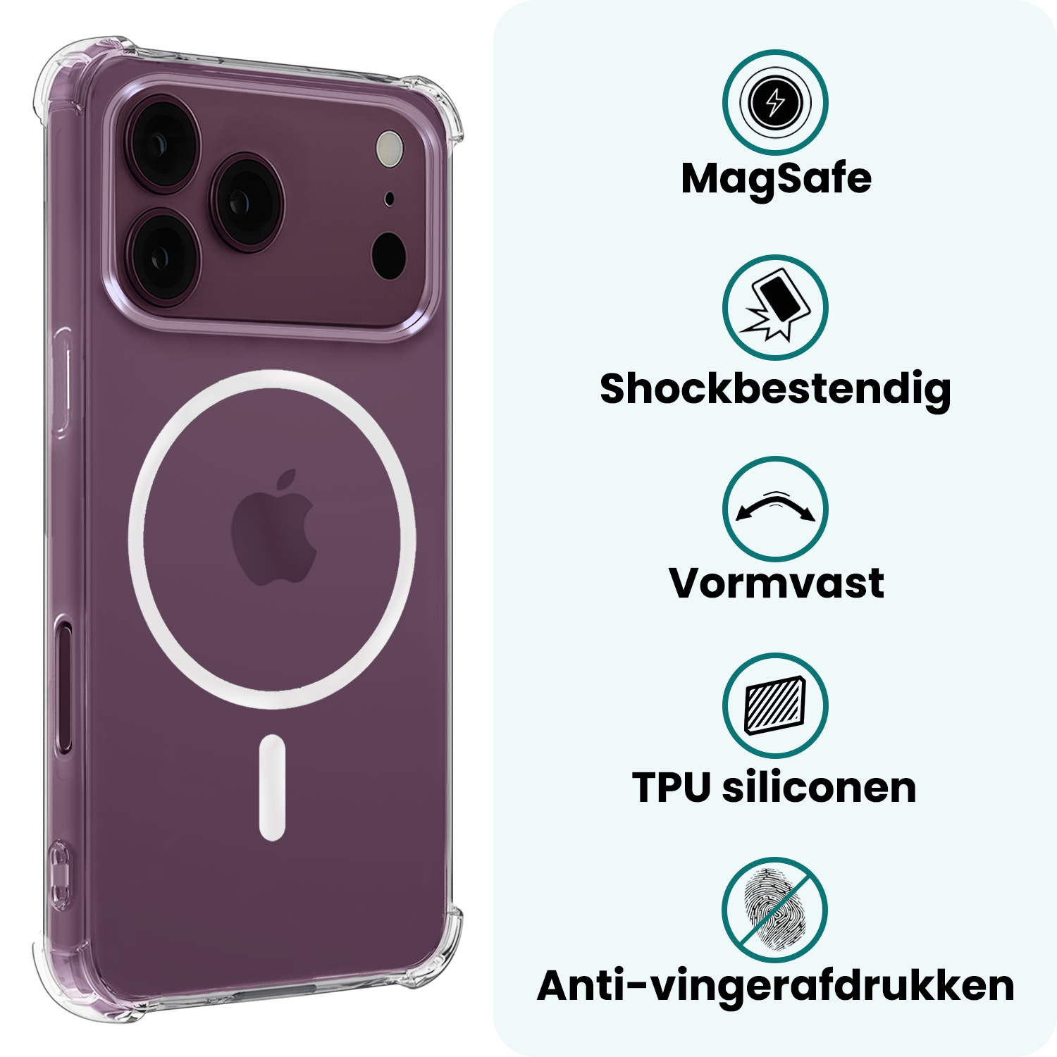 Forterra Forterra iPhone 18 Pro Max Magsafe Hoesje Transparant Met 2x Screenprotector