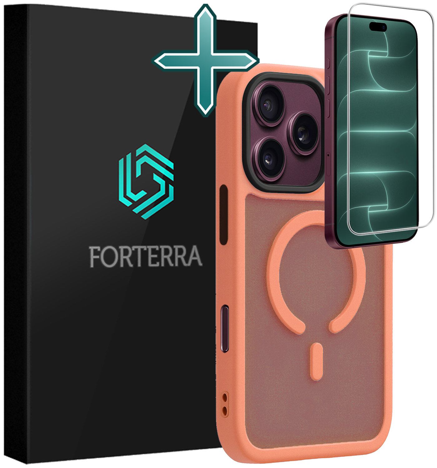 Forterra Forterra iPhone 18 Pro Magsafe Hoesje Perzik Met Screenprotector