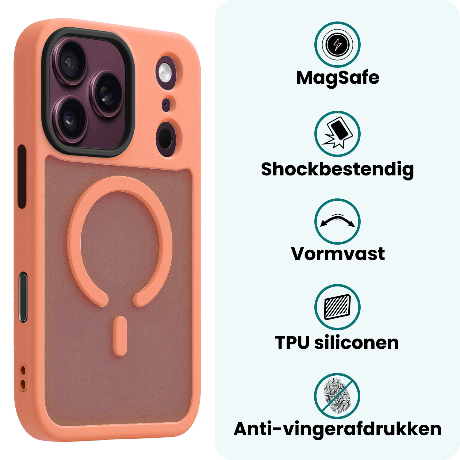 Forterra Forterra iPhone 18 Pro Magsafe Hoesje Perzik Met 2x Screenprotector