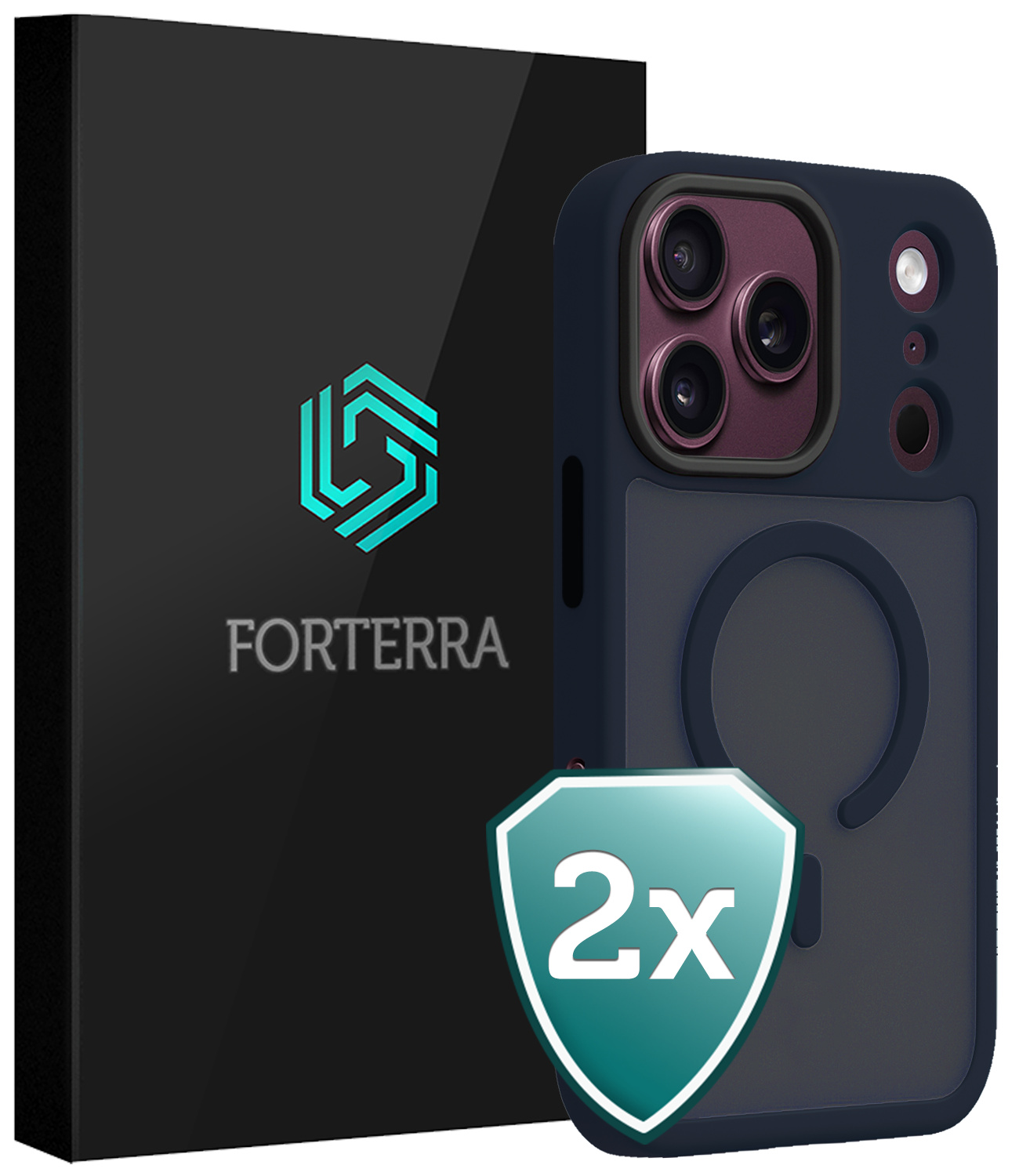 Forterra Forterra iPhone 18 Pro Max Magsafe Hoesje - Donkerblauw - 2 PACK