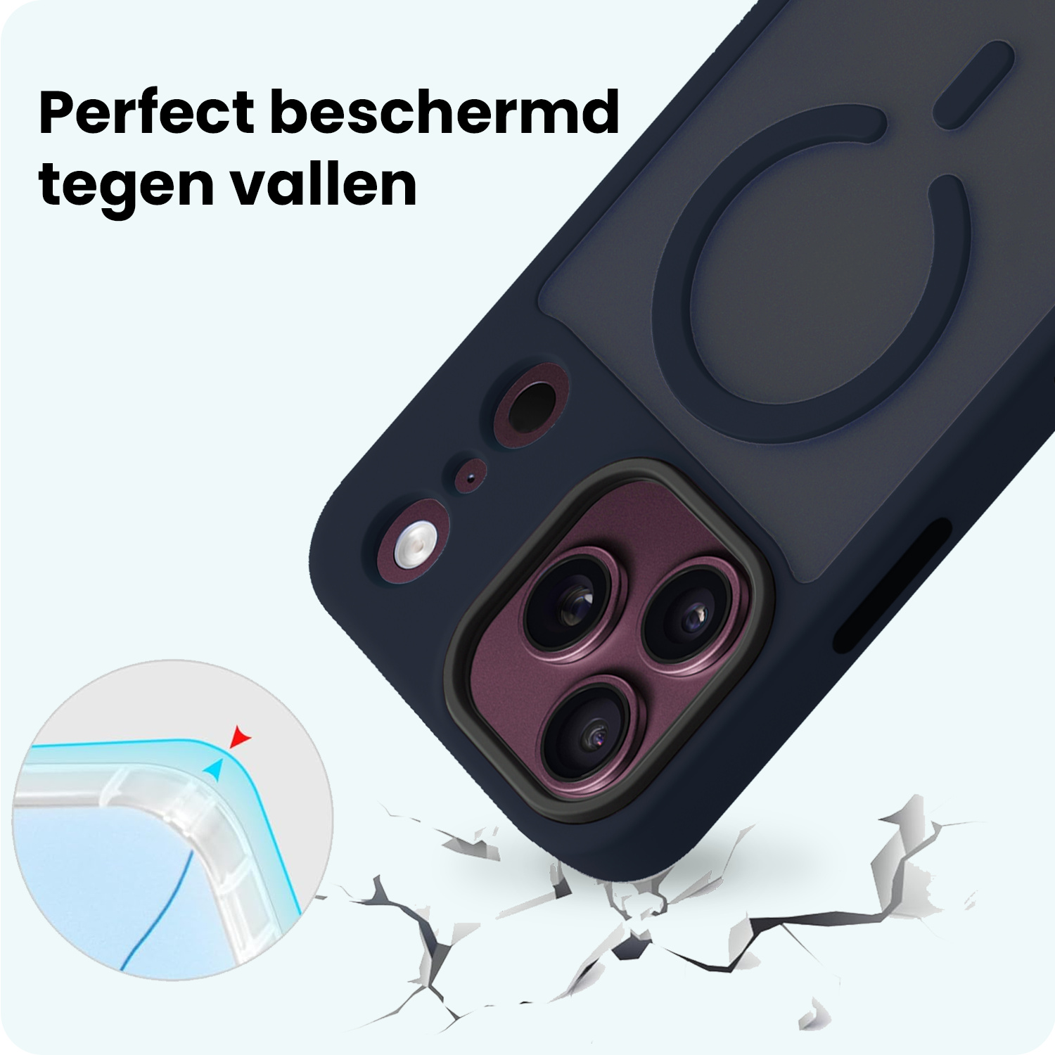 Forterra Forterra iPhone 18 Pro Max Magsafe Hoesje - Donkerblauw - 2 PACK