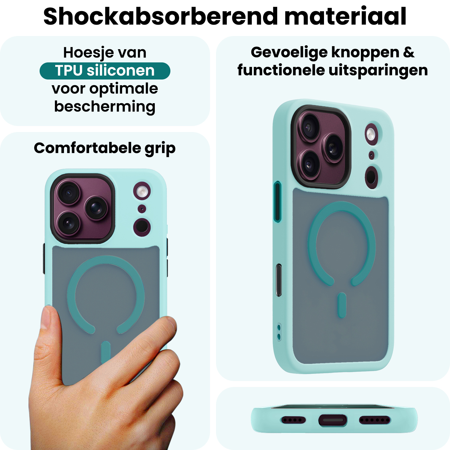 Forterra Forterra iPhone 18 Pro Max Magsafe Hoesje - Lichtblauw - 2 PACK