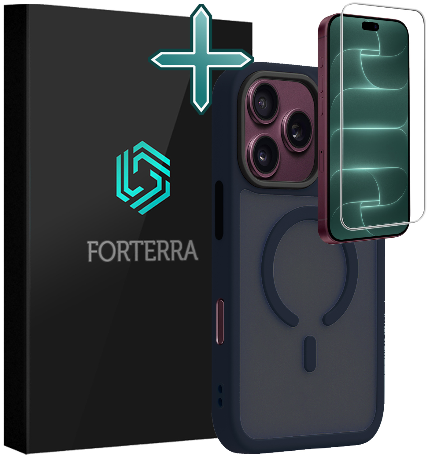 Forterra Forterra iPhone 18 Pro Max Magsafe Hoesje Donkerblauw Met Screenprotector