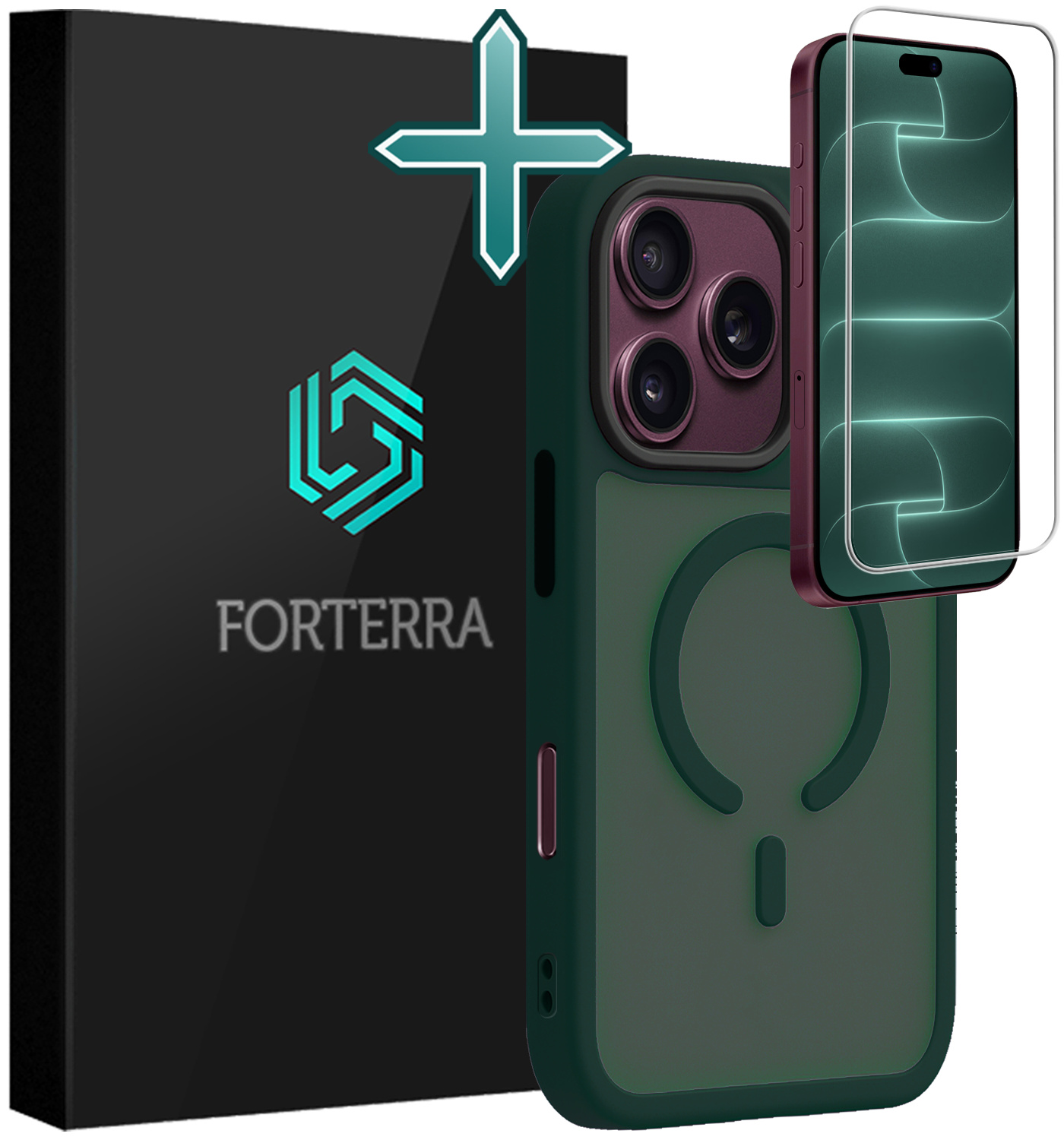 Forterra Forterra iPhone 18 Pro Max Magsafe Hoesje Donkergroen Met Screenprotector