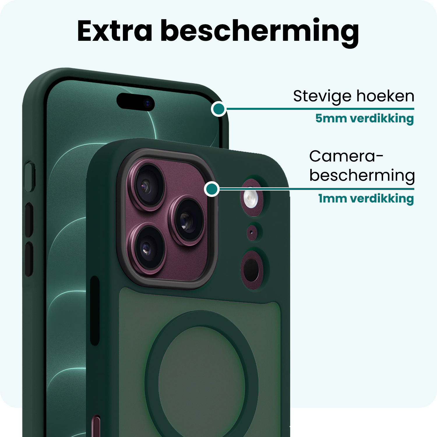 Forterra Forterra iPhone 18 Pro Max Magsafe Hoesje Donkergroen Met Screenprotector