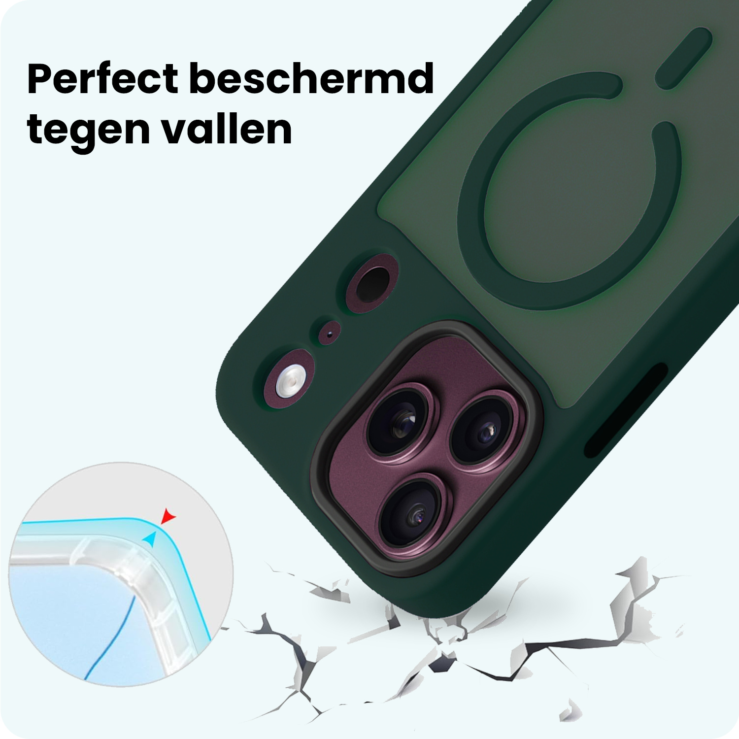Forterra Forterra iPhone 18 Pro Max Magsafe Hoesje Donkergroen Met Screenprotector