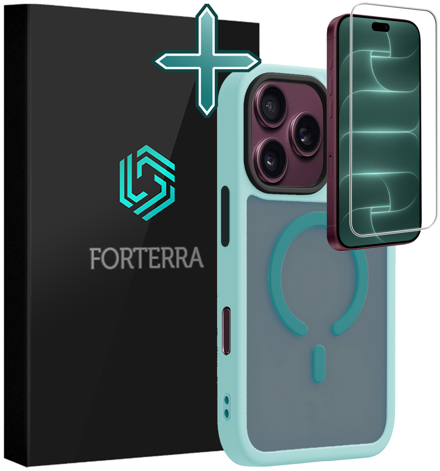 Forterra Forterra iPhone 18 Pro Max Magsafe Hoesje Lichtblauw Met Screenprotector