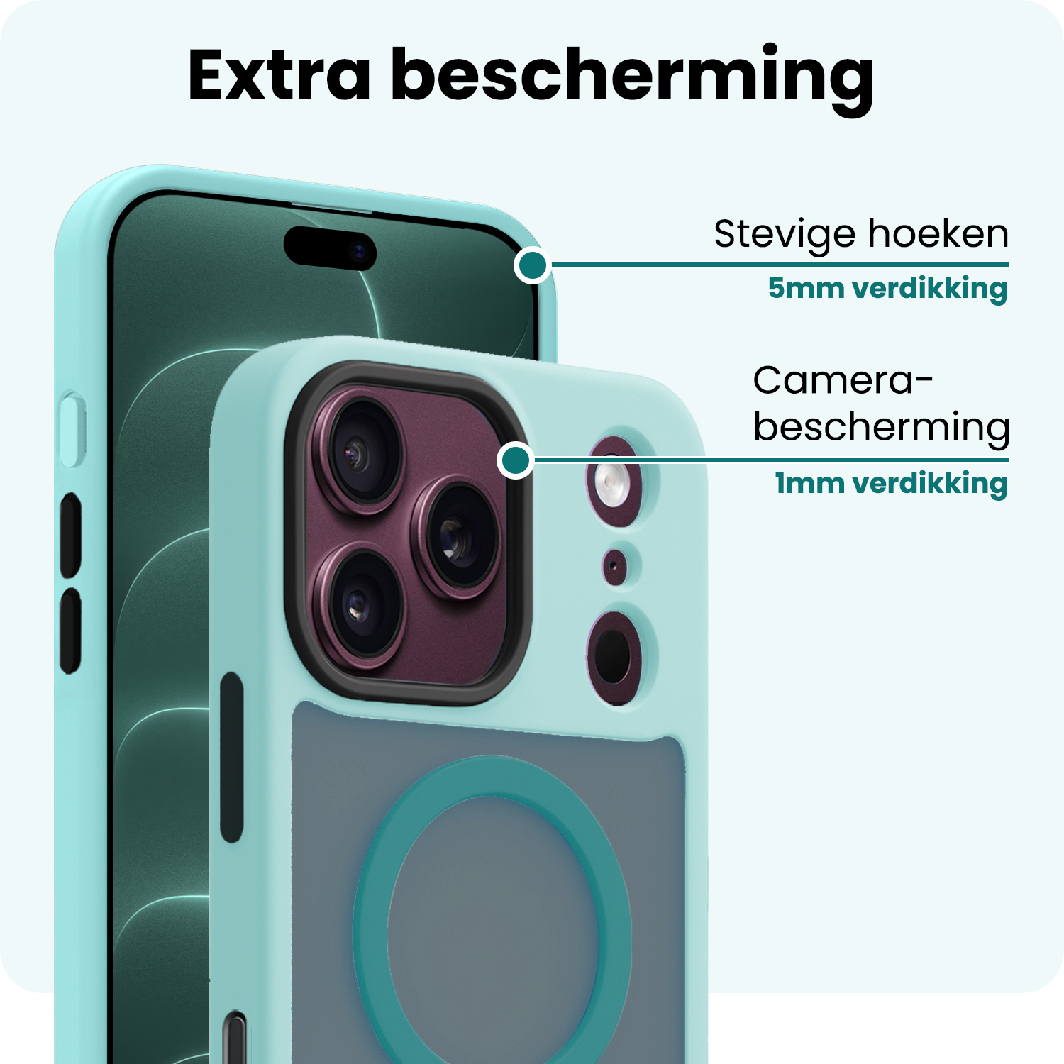 Forterra Forterra iPhone 18 Pro Max Magsafe Hoesje Lichtblauw Met Screenprotector