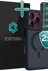 Forterra Forterra iPhone 18 Pro Max Magsafe Hoesje Donkerblauw Met 2x Screenprotector