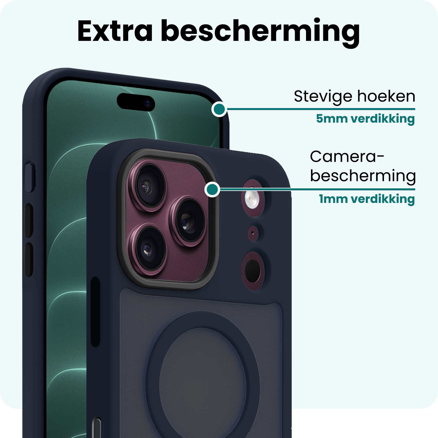 Forterra Forterra iPhone 18 Pro Max Magsafe Hoesje Donkerblauw Met 2x Screenprotector