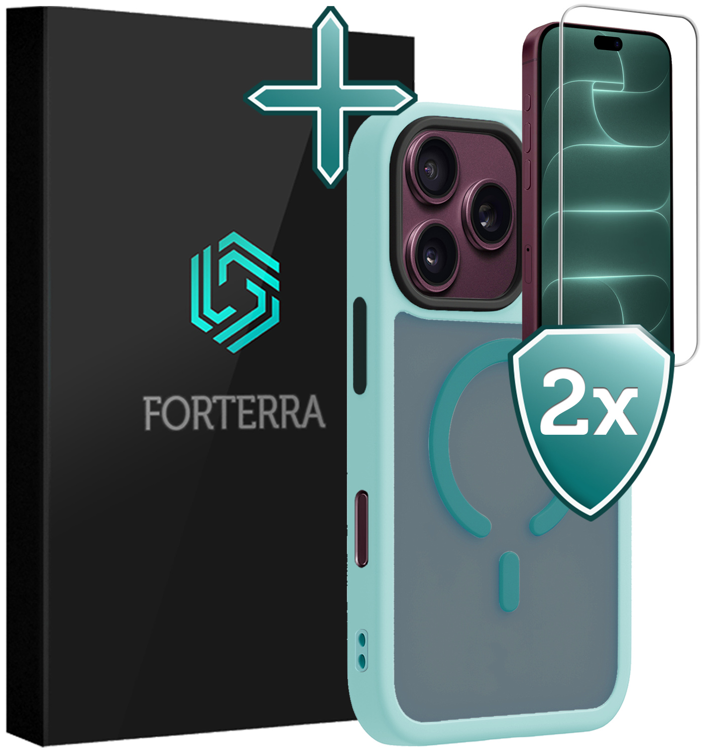 Forterra Forterra iPhone 18 Pro Max Magsafe Hoesje Lichtblauw Met 2x Screenprotector