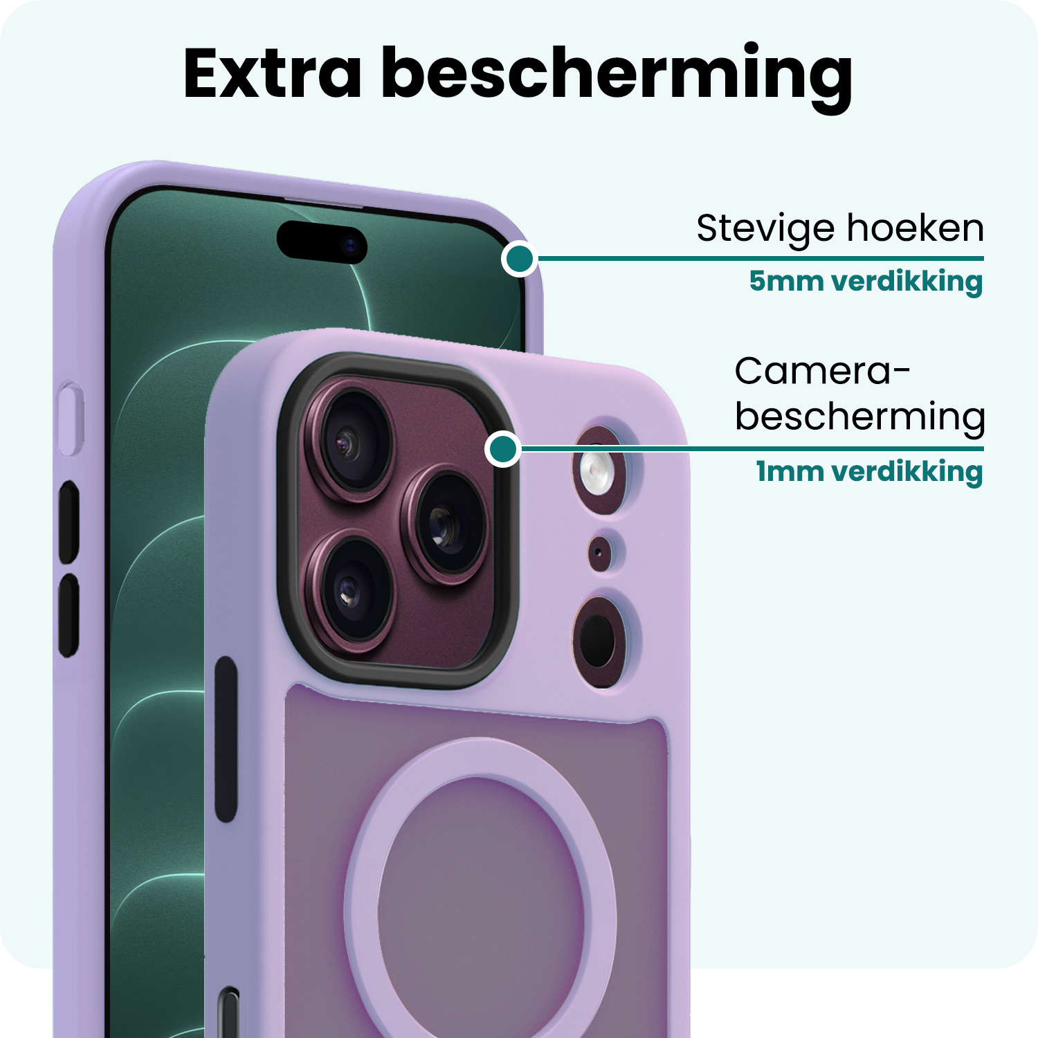 Forterra Forterra iPhone 18 Pro Max Magsafe Hoesje Lila Met 2x Screenprotector