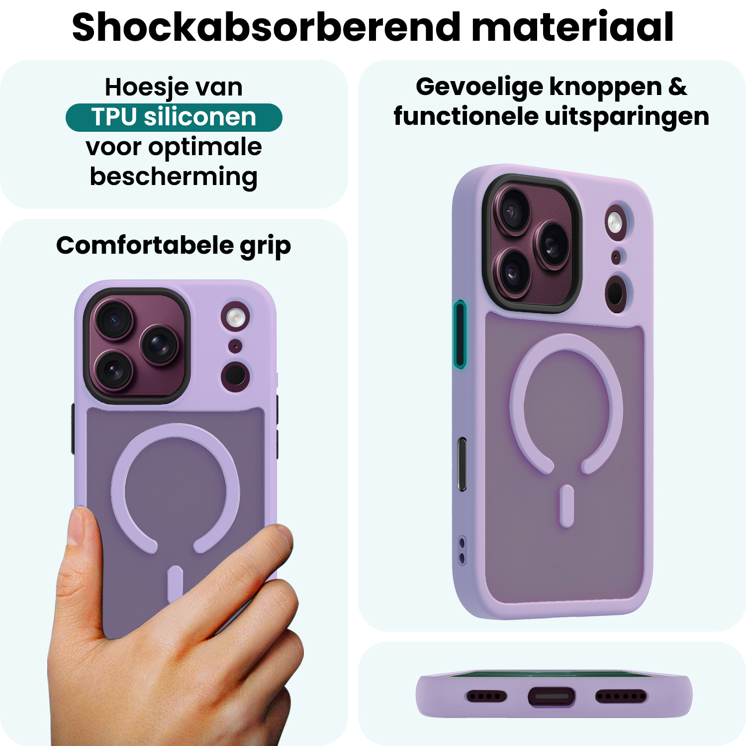 Forterra Forterra iPhone 18 Pro Max Magsafe Hoesje Lila Met 2x Screenprotector