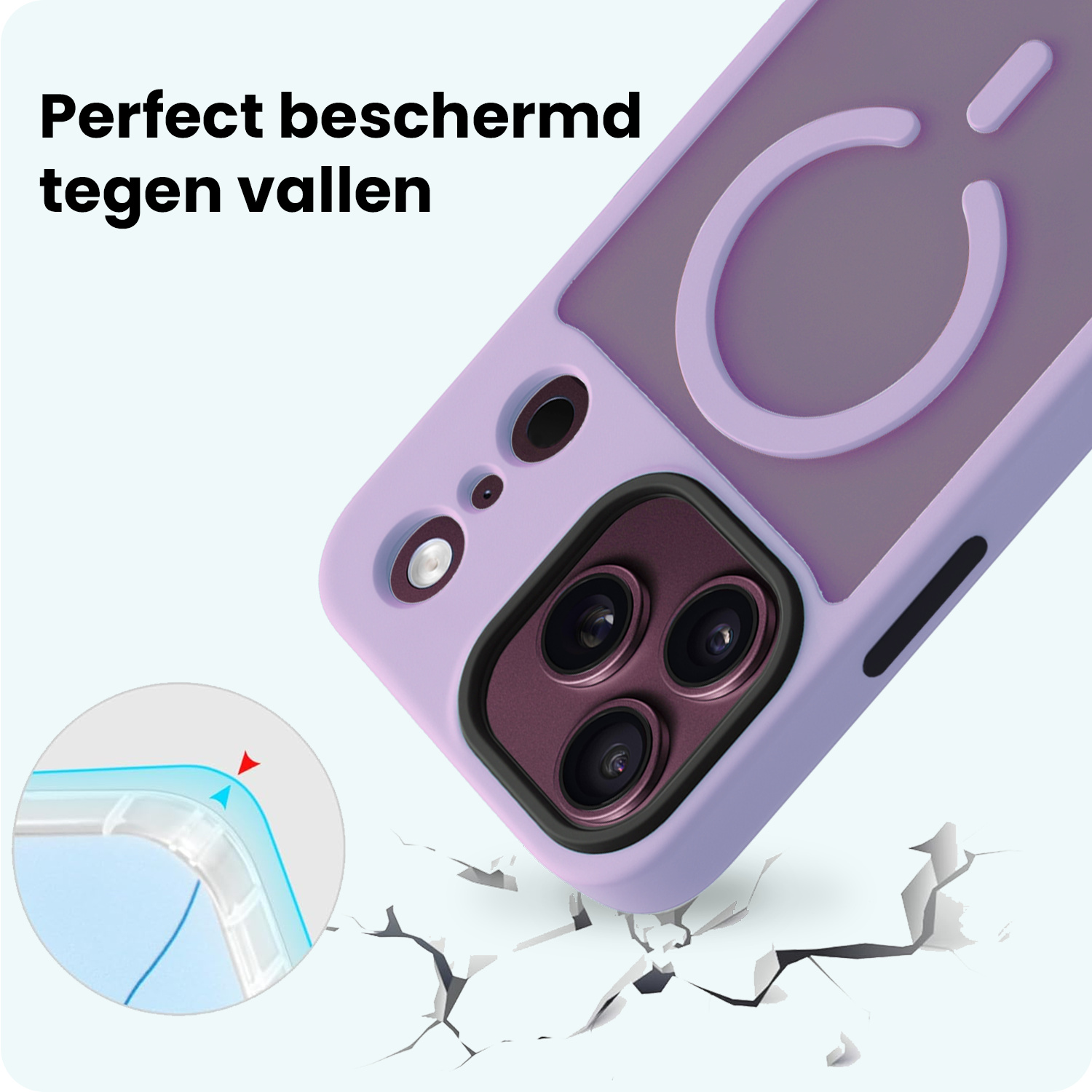 Forterra Forterra iPhone 18 Pro Max Magsafe Hoesje Lila Met 2x Screenprotector