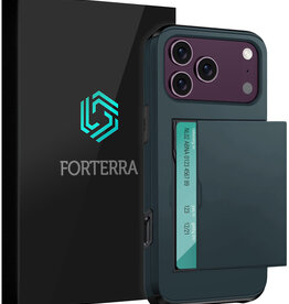 Forterra Forterra iPhone 18 Pro Hoesje Pashouder Hard - Donker Blauw