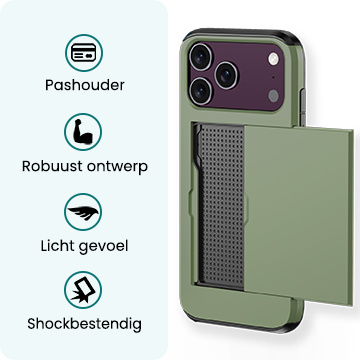 Forterra Forterra iPhone 18 Pro Hoesje Pashouder Hard - Donker Groen