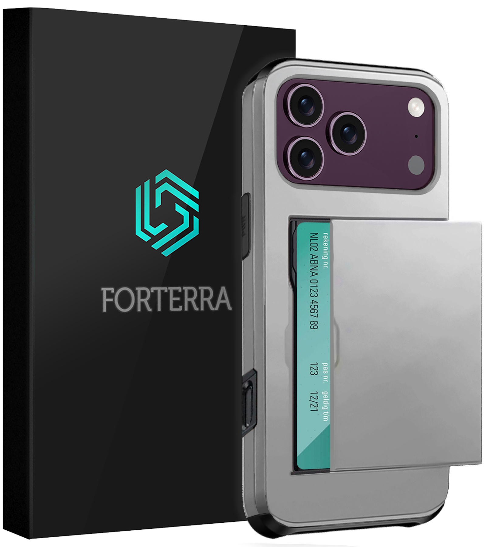 Forterra Forterra iPhone 18 Pro Hoesje Pashouder Hard - Grijs