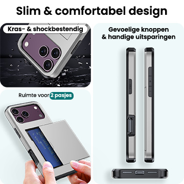 Forterra Forterra iPhone 18 Pro Hoesje Pashouder Hard - Grijs